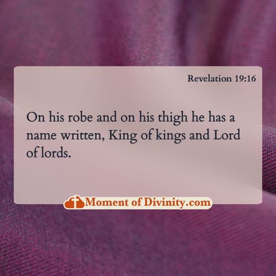  On his robe and on his thigh he has a name written, King of kings and Lord of lords.