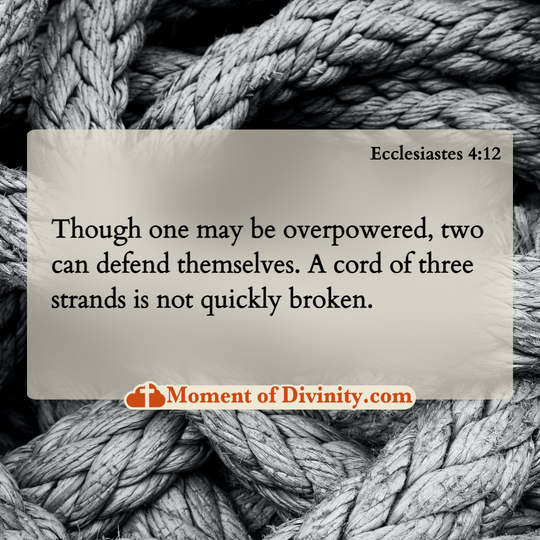 Though one may be overpowered, two can defend themselves. A cord of three strands is not quickly broken.