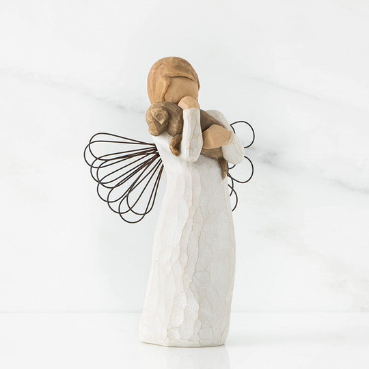 This beautiful carving of an angel holding a beloved pet is a rememberance token many of our readers use to remind themselves to pray for their pets, both
present and future.
Click here to view different styles on Amazon.com!