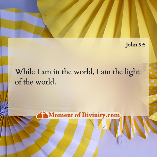 While I am in the world, I am the light of the world.